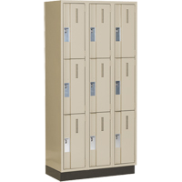 Casiers robustes Concorde, 3 niveaux, Bloc de 3, 36" x 18" x 76", Acier, Beige, Soud&eacute; (assembl&eacute;) Equipment World