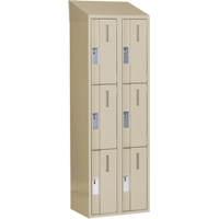 Concorde Heavy-Duty Lockers, 3 -tier, Bank of 2, 24" x 18" x 78", Steel, Beige, Welded (Assembled) Equipment World