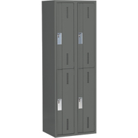Concorde Heavy-Duty Lockers, 2 -tier, Bank of 2, 24" x 18" x 72", Steel, Charcoal, Welded (Assembled) Equipment World
