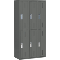 Concorde Heavy-Duty Lockers, 2 -tier, Bank of 3, 36" x 18" x 72", Steel, Charcoal, Welded (Assembled) Equipment World