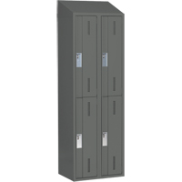 Concorde Heavy-Duty Lockers, 2 -tier, Bank of 2, 24" x 18" x 78", Steel, Charcoal, Welded (Assembled) Equipment World
