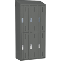 Concorde Heavy-Duty Lockers, 2 -tier, Bank of 3, 36" x 18" x 78", Steel, Charcoal, Welded (Assembled) Equipment World