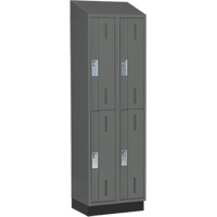 Concorde Heavy-Duty Lockers, 2 -tier, Bank of 2, 24" x 18" x 82", Steel, Charcoal, Welded (Assembled) Equipment World