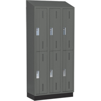 Concorde Heavy-Duty Lockers, 2 -tier, Bank of 3, 36" x 18" x 82", Steel, Charcoal, Welded (Assembled) Equipment World