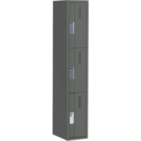 Concorde Heavy-Duty Lockers, 3 -tier, 12" x 18" x 72", Steel, Charcoal, Welded (Assembled) Equipment World
