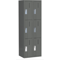 Concorde Heavy-Duty Lockers, 3 -tier, Bank of 2, 24" x 18" x 72", Steel, Charcoal, Welded (Assembled) Equipment World