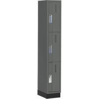 Concorde Heavy-Duty Lockers, 3 -tier, 12" x 18" x 76", Steel, Charcoal, Welded (Assembled) Equipment World