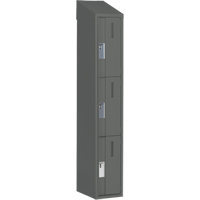 Concorde Heavy-Duty Lockers, 3 -tier, 12" x 18" x 78", Steel, Charcoal, Welded (Assembled) Equipment World