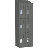 Concorde Heavy-Duty Lockers, 3 -tier, Bank of 2, 24" x 18" x 78", Steel, Charcoal, Welded (Assembled) Equipment World