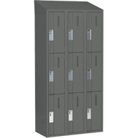 Concorde Heavy-Duty Lockers, 3 -tier, Bank of 3, 36" x 18" x 78", Steel, Charcoal, Welded (Assembled) Equipment World