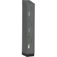 Concorde Heavy-Duty Lockers, 3 -tier, 12" x 18" x 82", Steel, Charcoal, Welded (Assembled) Equipment World