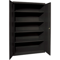 Deep Hi-Boy Storage Cabinet, Steel, 4 Shelves, 72" H x 36" W x 24" D, Black Equipment World