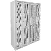 Clean Line Lockers, Bank of 4, 48" x 12" x 72", Steel, Grey, Rivet (Assembled), Perforated Equipment World