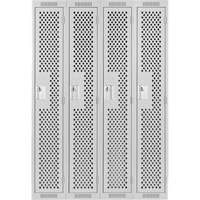 Clean Line Lockers, Bank of 4, 48" x 12" x 72", Steel, Grey, Rivet (Assembled), Perforated Equipment World