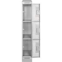 Clean Line Lockers, 3 -tier, 12" x 12" x 72", Steel, Grey, Rivet (Assembled), Perforated Equipment World