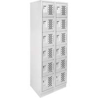Assembled Lockerettes Clean Line Perforated Economy Lockers, 6 -tier, Bank of 2, 18" x 72" x 12", Steel Equipment World