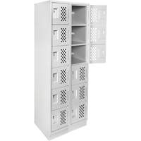 Assembled Lockerettes Clean Line Perforated Economy Lockers, 6 -tier, Bank of 2, 18" x 72" x 12", Steel Equipment World