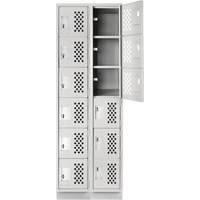 Assembled Lockerettes Clean Line Perforated Economy Lockers, 6 -tier, Bank of 2, 18" x 72" x 12", Steel Equipment World