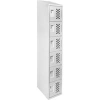 Assembled Lockerettes Clean Line Perforated Economy Lockers, 6 -tier, 18" x 72" x 12", Steel Equipment World