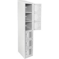 Assembled Lockerettes Clean Line Perforated Economy Lockers, 6 -tier, 18" x 72" x 12", Steel Equipment World