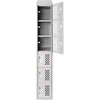 Assembled Lockerettes Clean Line Perforated Economy Lockers, 6 -tier, 18" x 72" x 12", Steel Equipment World