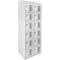 Clean-Line Perforated Lockerette, 6 -tier, Bank of 2, 15" x 72" x 12", Steel Equipment World