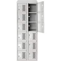 Clean-Line Perforated Lockerette, 6 -tier, Bank of 2, 15" x 72" x 12", Steel Equipment World