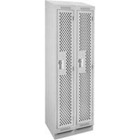 Clean Line Lockers, Bank of 2, 24" x 12" x 82", Steel, Grey, Rivet (Assembled), Perforated Equipment World
