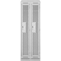 Clean Line Lockers, Bank of 2, 24" x 12" x 82", Steel, Grey, Rivet (Assembled), Perforated Equipment World