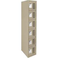 Assembled Lockerettes Clean Line Perforated Economy Lockers, 6 -tier, 18" x 72" x 12", Steel Equipment World