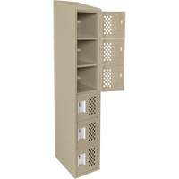 Assembled Lockerettes Clean Line Perforated Economy Lockers, 6 -tier, 18" x 72" x 12", Steel Equipment World
