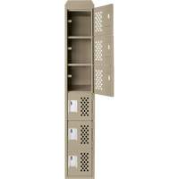 Assembled Lockerettes Clean Line Perforated Economy Lockers, 6 -tier, 18" x 72" x 12", Steel Equipment World