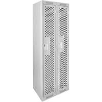 Clean Line Lockers, 2 -tier, 12" x 12" x 72", Steel, Grey, Rivet (Assembled), Perforated Equipment World