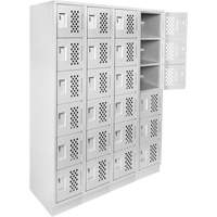 Assembled Clean Line Perforated Economy Lockers, 6 -tier, Bank of 4, 18" x 72" x 12", Steel Equipment World