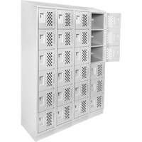 Assembled Clean Line Perforated Economy Lockers, 6 -tier, Bank of 4, 18" x 72" x 12", Steel Equipment World