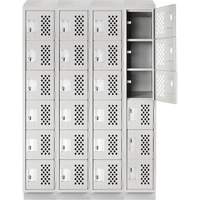 Assembled Clean Line Perforated Economy Lockers, 6 -tier, Bank of 4, 18" x 72" x 12", Steel Equipment World