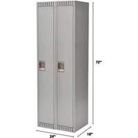 Lockers, Bank of 2, 24" x 18" x 72", Steel, Grey, Knocked Down Equipment World