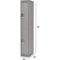 Lockers, 2 -tier, 12" x 18" x 72", Steel, Grey, Knocked Down Equipment World