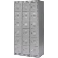 Casiers, 6 niveaux, Bloc de 3, 36" x 18" x 72", Acier, Gris, D&eacute;mont&eacute; Equipment World