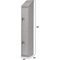 Lockers, 2 -tier, 12" x 18" x 82", Steel, Grey, Knocked Down Equipment World