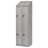 Lockers, 2 -tier, Bank of 2, 24" x 18" x 82", Steel, Grey, Knocked Down Equipment World