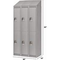 Lockers, 2 -tier, Bank of 3, 36" x 18" x 82", Steel, Grey, Knocked Down Equipment World