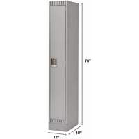 Lockers, 12" x 18" x 76", Steel, Grey, Knocked Down Equipment World