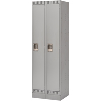 Lockers, Bank of 2, 24" x 18" x 76", Steel, Grey, Knocked Down Equipment World