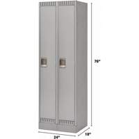 Lockers, Bank of 2, 24" x 18" x 76", Steel, Grey, Knocked Down Equipment World