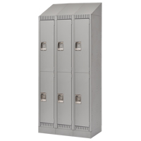 Lockers, 2 -tier, Bank of 3, 36" x 18" x 86", Steel, Grey, Knocked Down FL410 | Equipment World