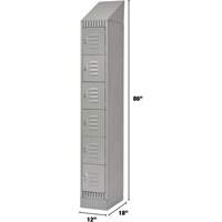 Lockers, 6 -tier, 12" x 18" x 86", Steel, Grey, Knocked Down Equipment World