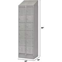 Lockers, 6 -tier, Bank of 2, 24" x 18" x 86", Steel, Grey, Knocked Down Equipment World