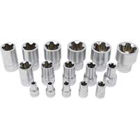 5-Point EPR Torx Socket Set, 16 Pieces, 1/4"/3/8"/1/2" Drive Size Equipment World