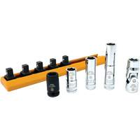 Chrome Finish Socket Set with Rail, 5 Pieces, 1/4" Drive Size Equipment World